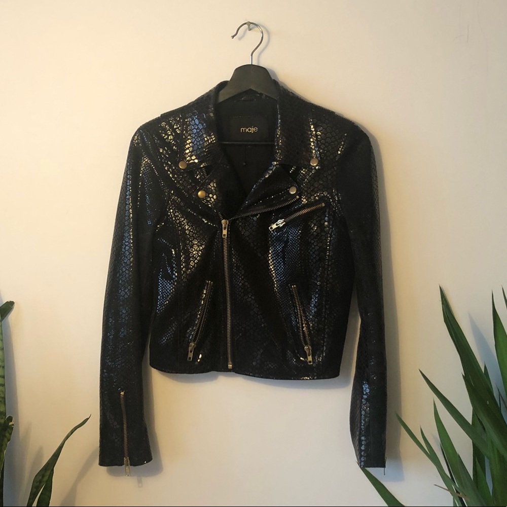 Maje leather snake style Biker jacket